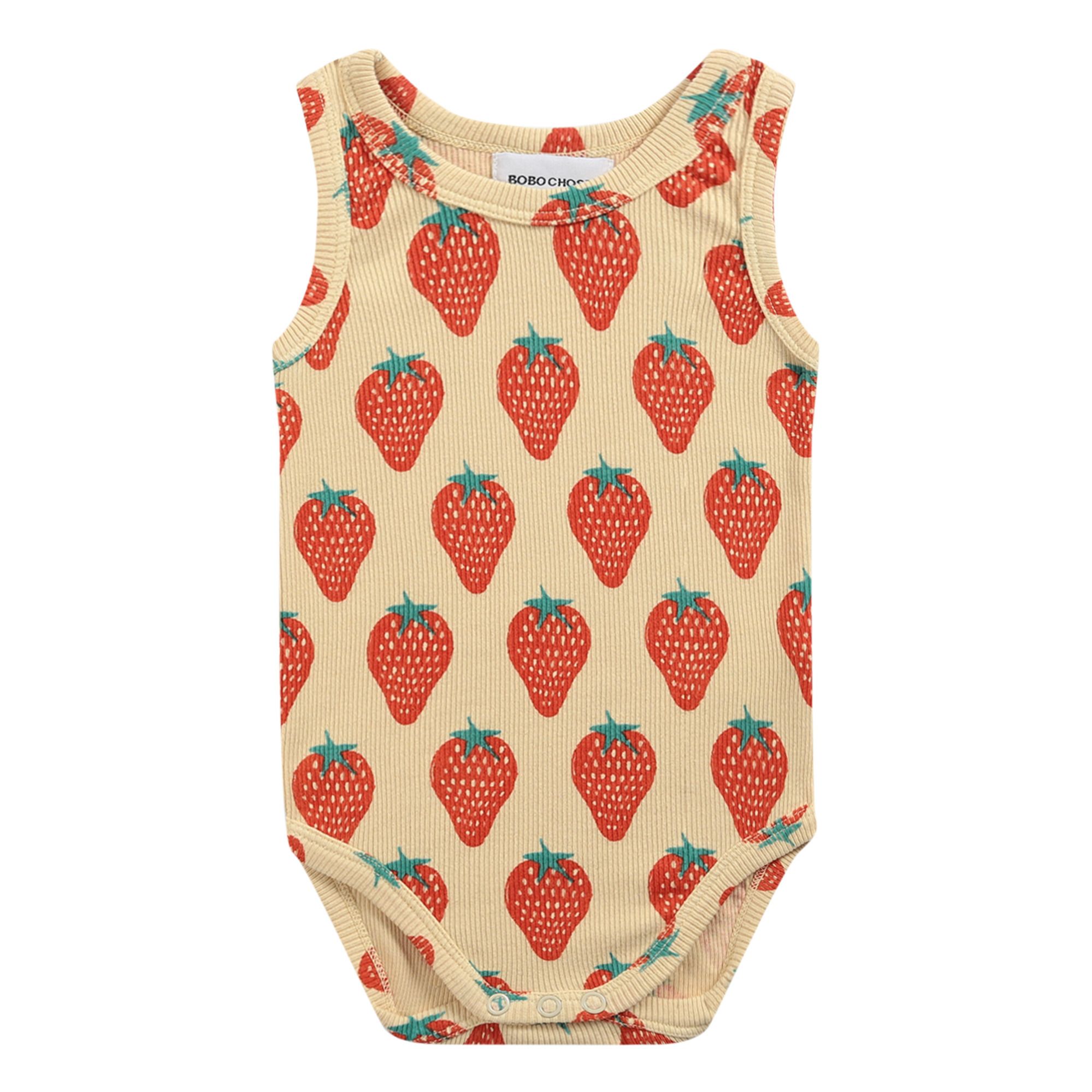 Bobo Choses - Body Coton Bio Fraises - Fille - Jaune pâle