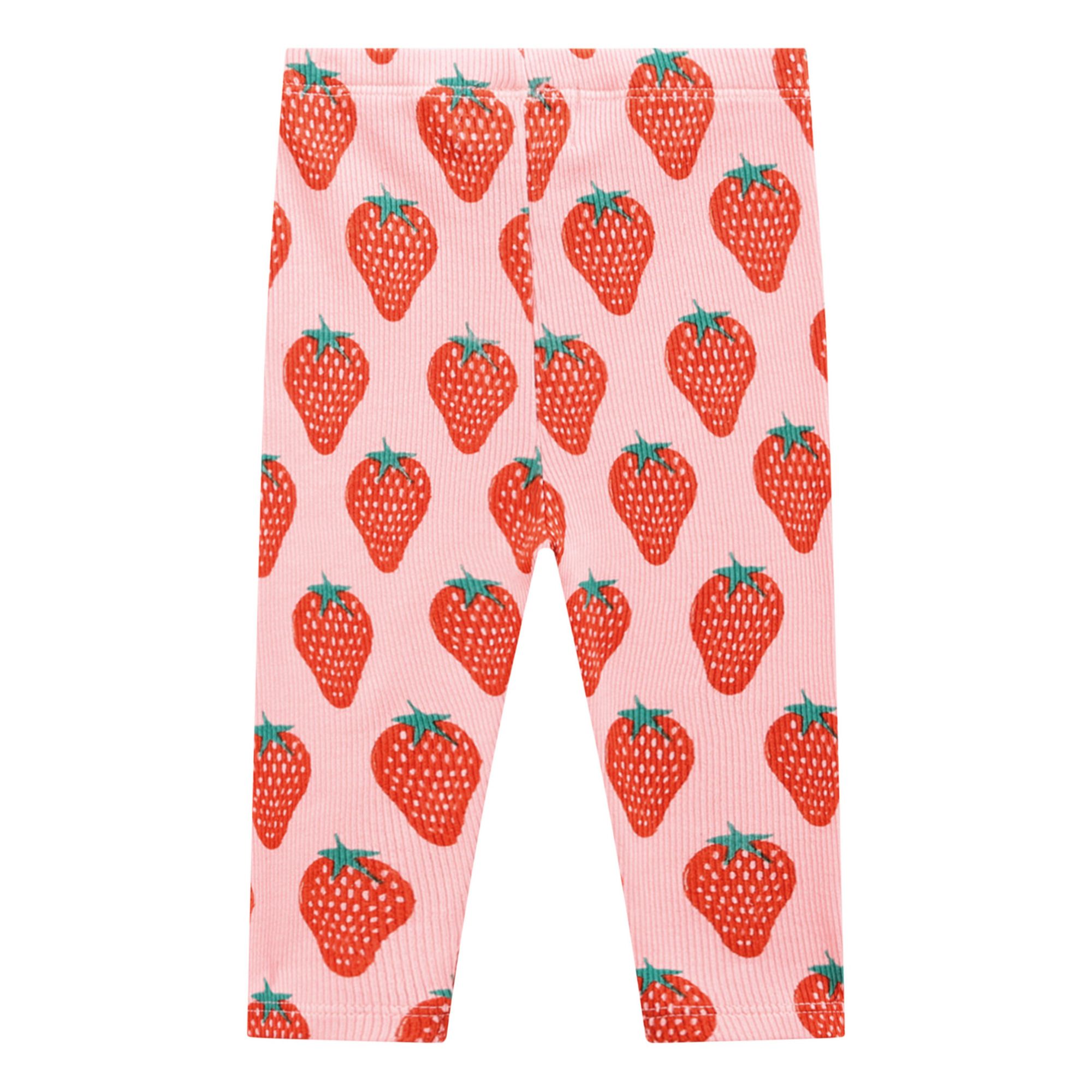Organic Cotton Strawberry Baby Leggings Pink- Product image n°2