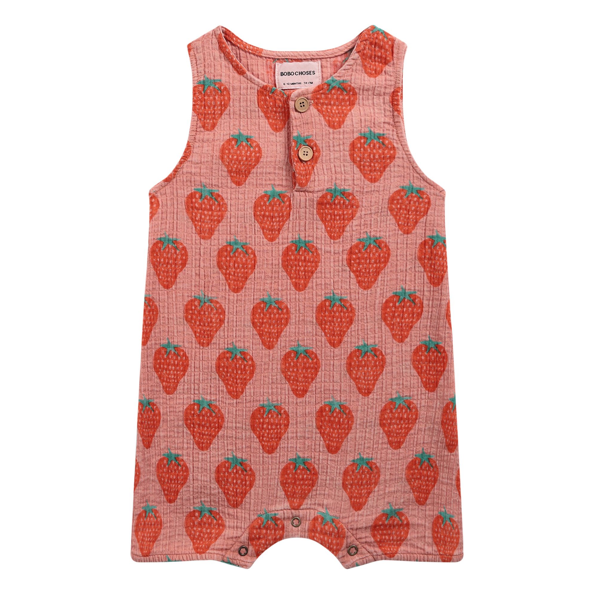 Bobo Choses - Combishort Gaze de Coton Bio Fraises - Fille - Rose