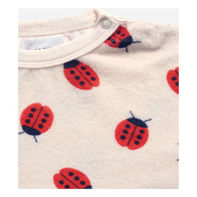 Organic Cotton Terry Cloth Ladybird Sweatshirt Ecru