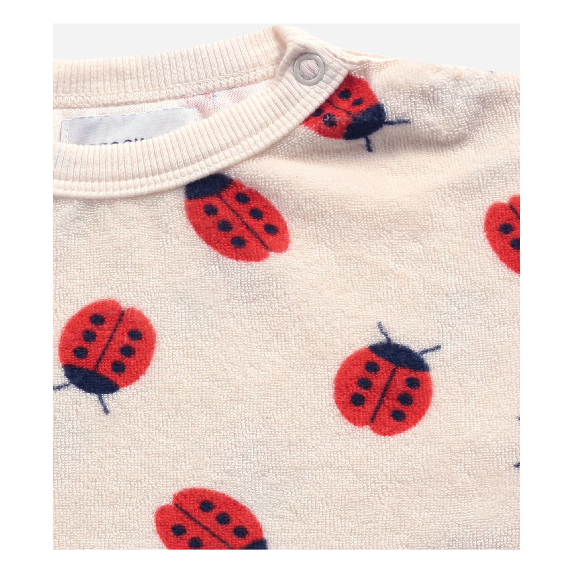 Organic Cotton Terry Cloth Ladybird Sweatshirt Ecru- Product image n°4