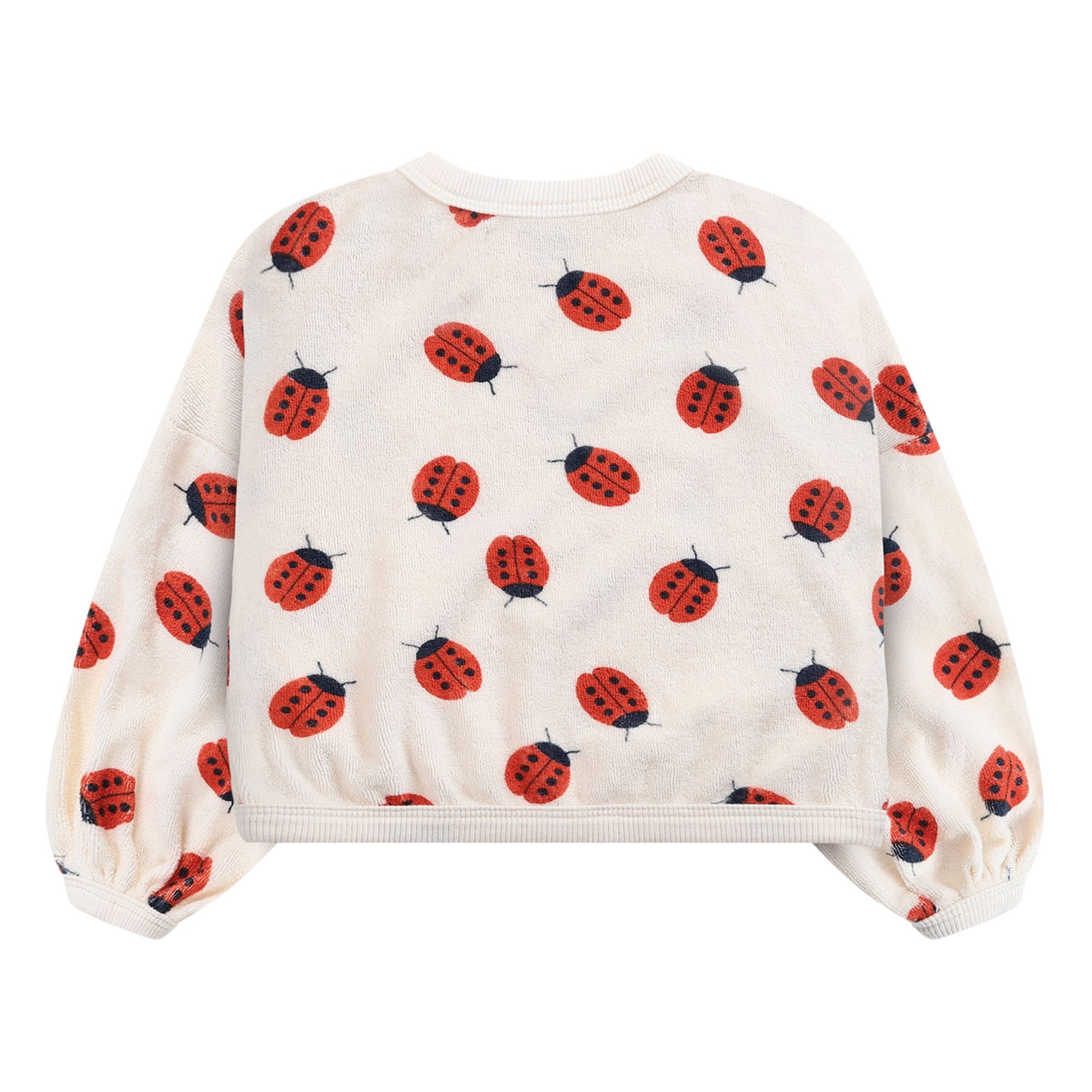 Organic Cotton Terry Cloth Ladybird Sweatshirt Ecru- Product image n°7
