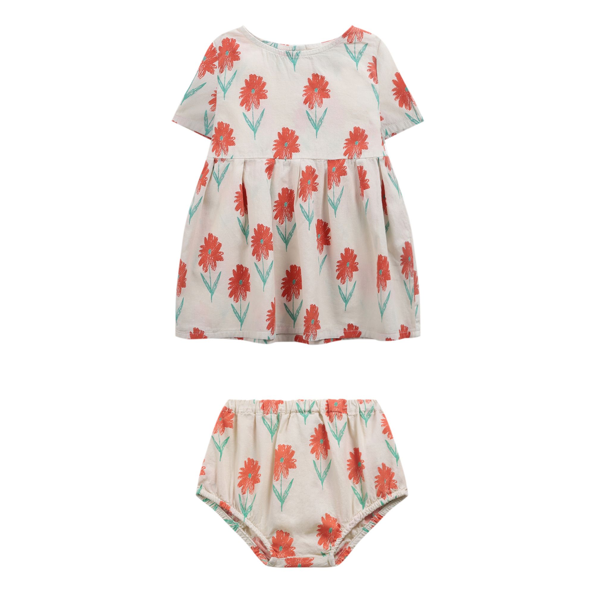 Bobo Choses - Robe + Bloomer Coton Bio Fleurs - Fille - Ecru