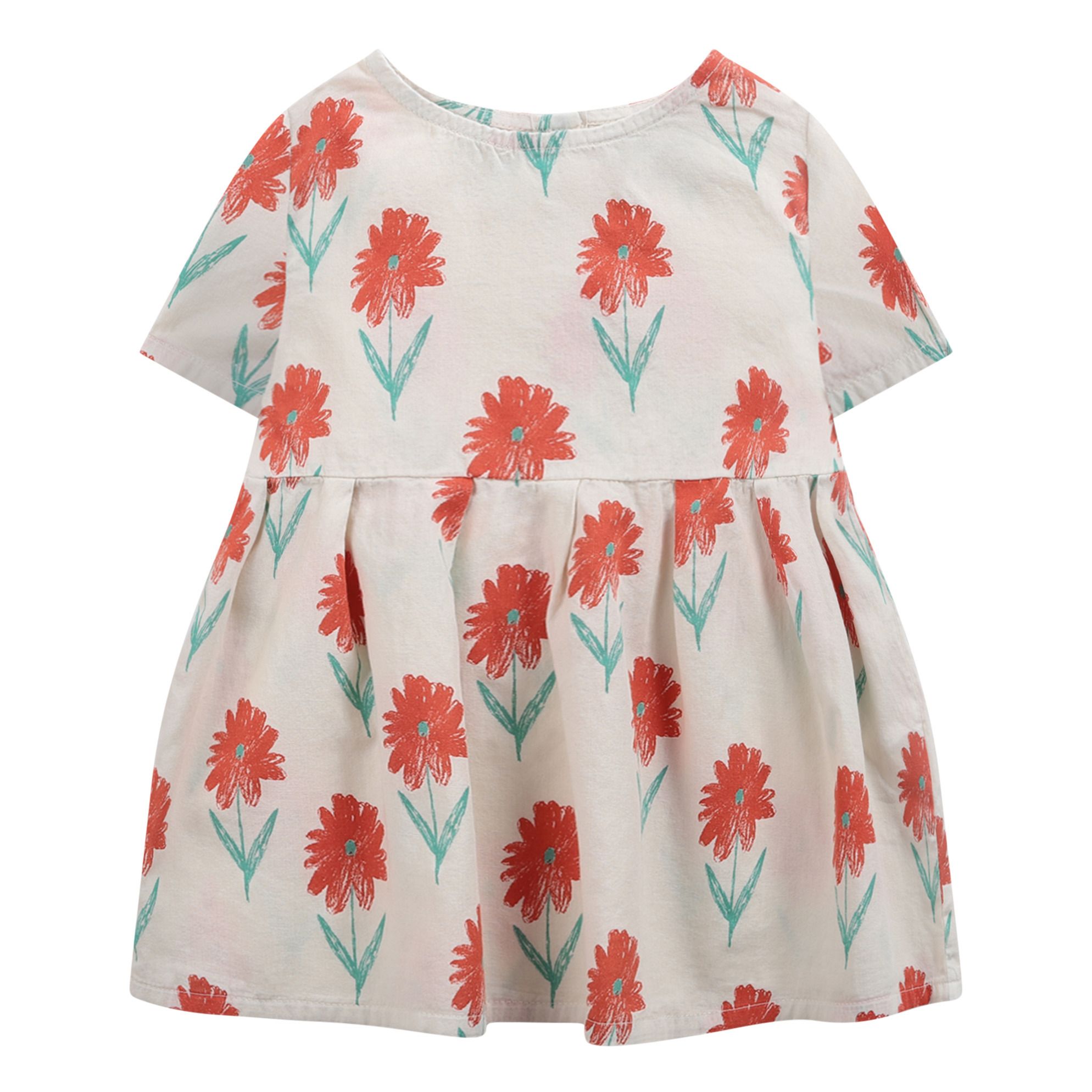 Organic Cotton Flower Dress + Bloomers Ecru- Product image n°1