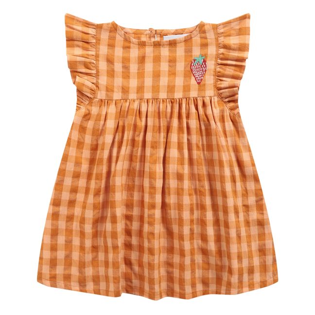 Organic Cotton Checked Dress Orange