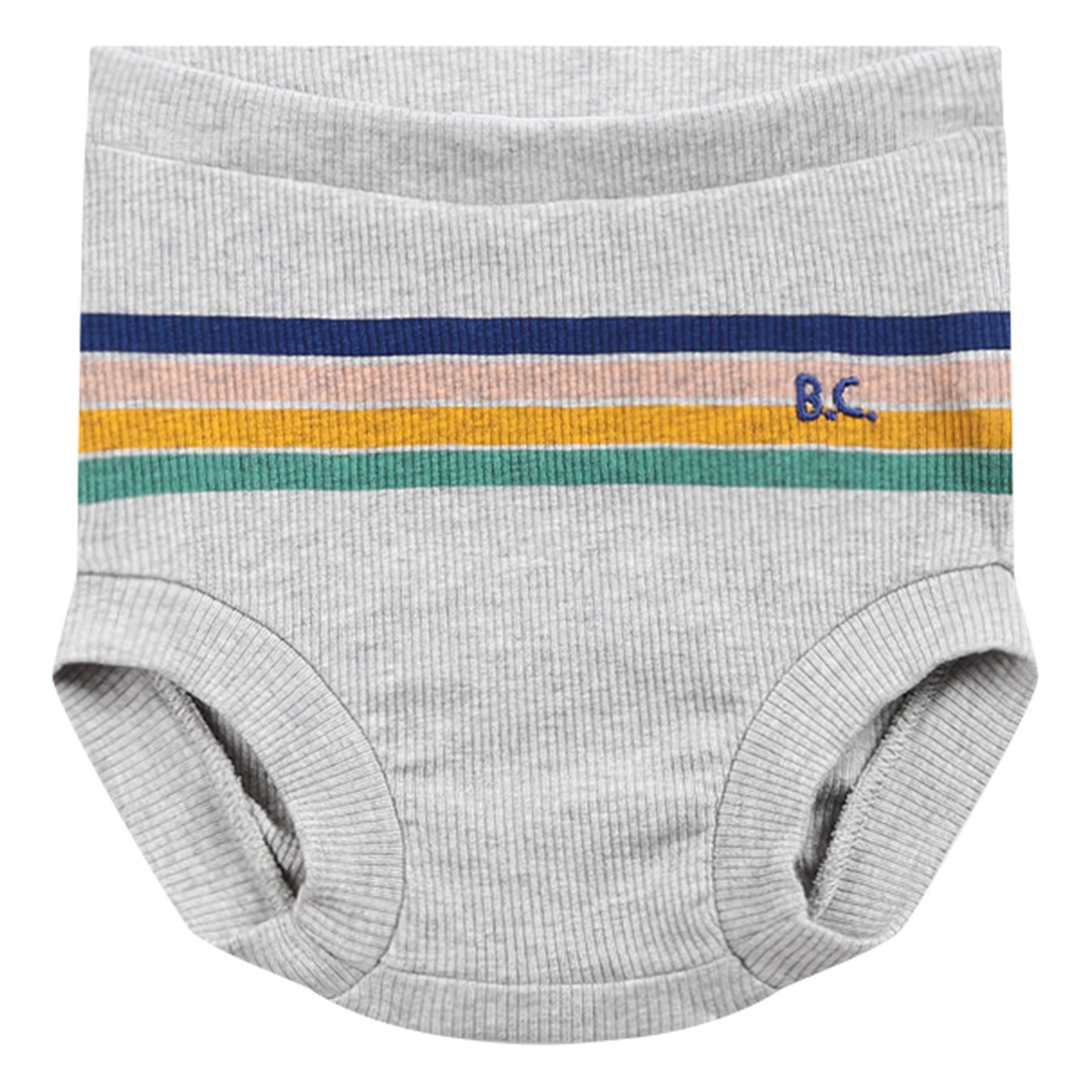 Organic Cotton Striped Bloomers Heather grey- Product image n°0