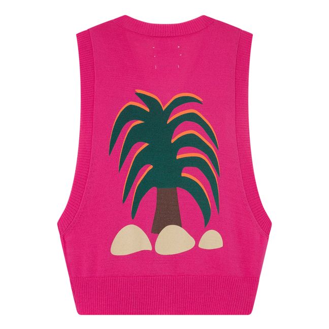 Parrot Palm Tree Vest  Fuscia