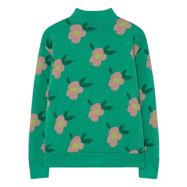 The Animals Observatory x Smallable Exclusive - Floral Zip-Up Sweatshirt Green