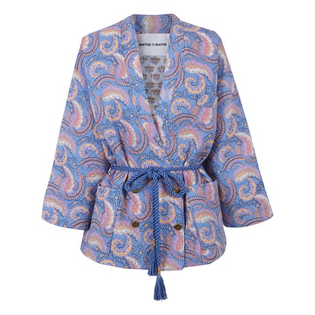 Pietra Cotton Muslin Kimono Jacket Blu