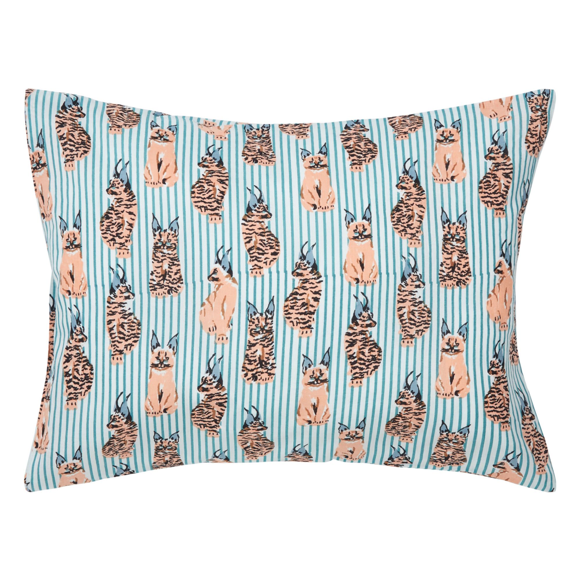 Le Petit Lucas du Tertre - Taie d'oreiller Caracal en coton - Bleu Vert