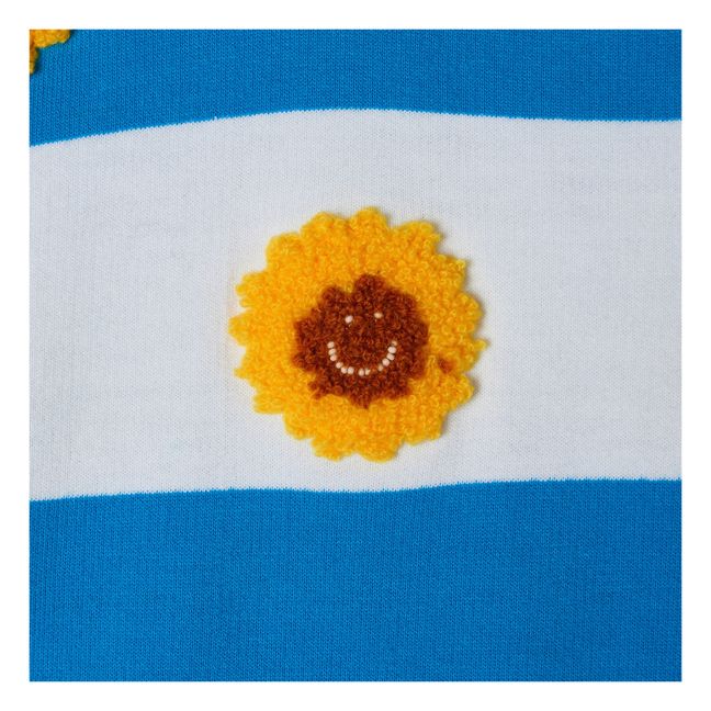 Organic Cotton Terry Cloth Sunflower T-shirt Blu