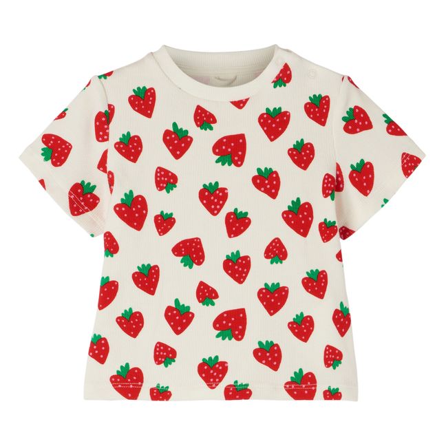Organic Cotton Button-Up Strawberry T-shirt Red