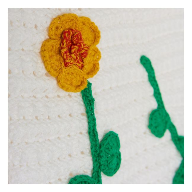 Top Fleuri Crochet Coton Bio Blanc