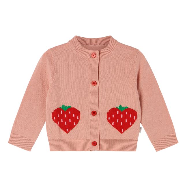 Cárdigan con botones Fresas de algodón orgánico Rosa