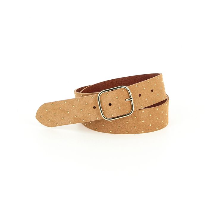 Cinturón Lilou terciopelo con tachuelas | Caramelo- Imagen del producto n°0