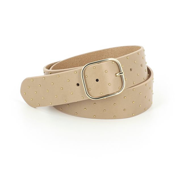 Cintura Lilou, in pelle, con borchie Sabbia