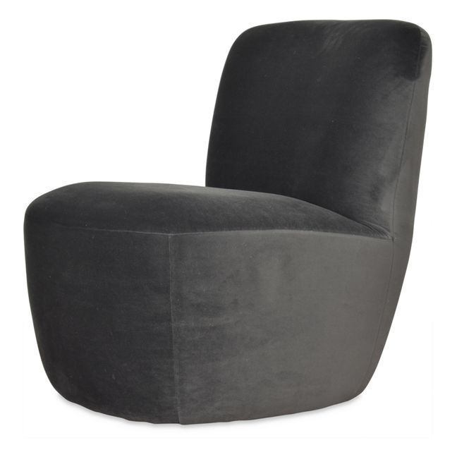 Eve Velvet Lounge Chair Gris Antracita