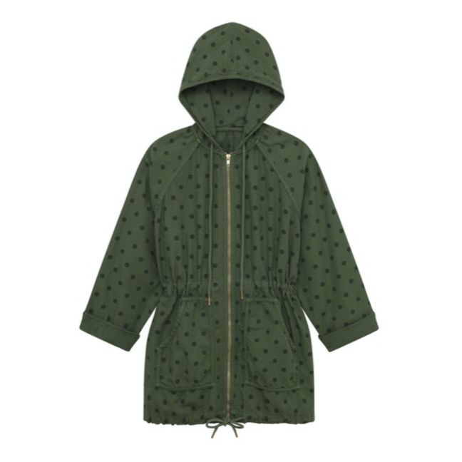 Parka The Long, stampa a pois Verde militare