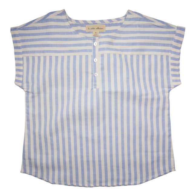 Organic Cotton Striped Kurta Shirt Blue