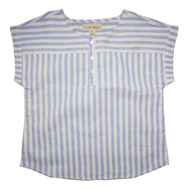 Organic Cotton Striped Kurta Shirt Blue- Product image n°0