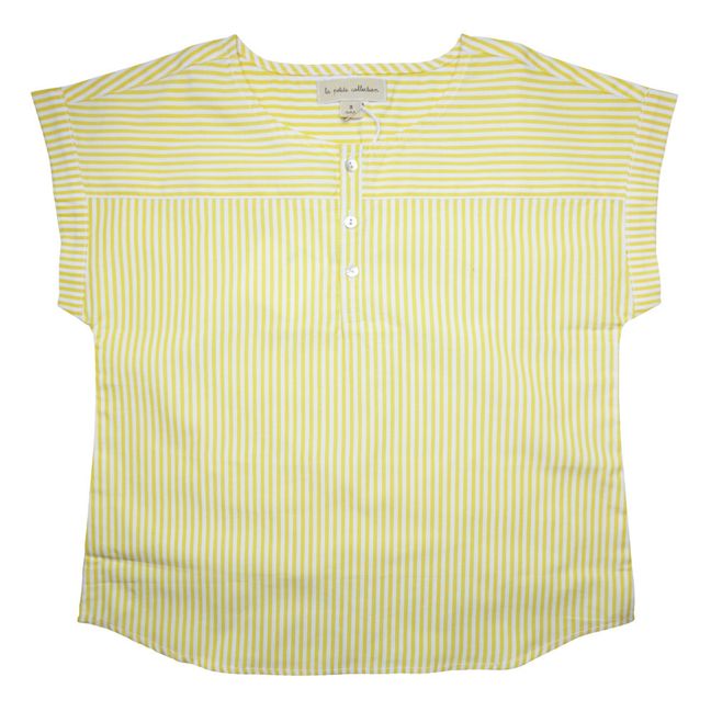 Organic Cotton Striped Kurta Shirt Yellow
