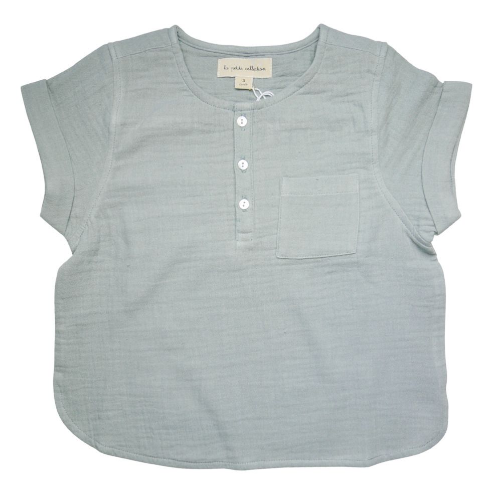 Organic Cotton Muslin Kurta Shirt Blue Green- Product image n°0