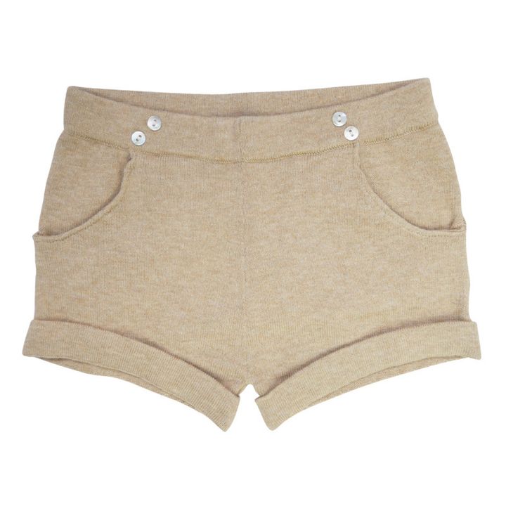 Recycled Organic Cotton Knit Shorts Beige- Product image n°0