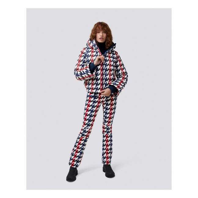 Houndstooth Flare Puffer Jacket Navy blue