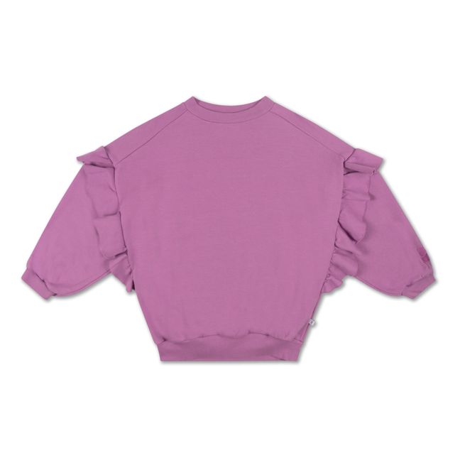 Jersey de algodón orgánico con volantes Violeta