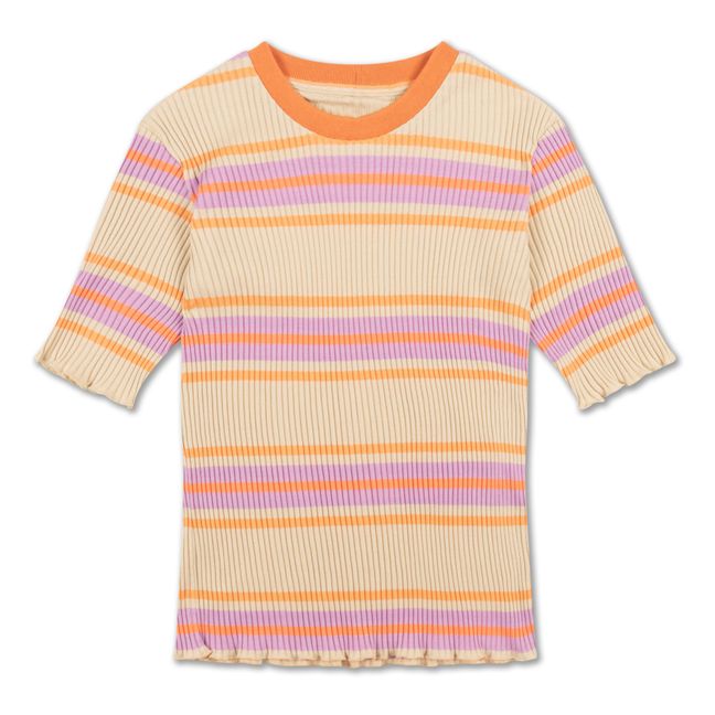 Organic Cotton Multicoloured T-shirt Beige