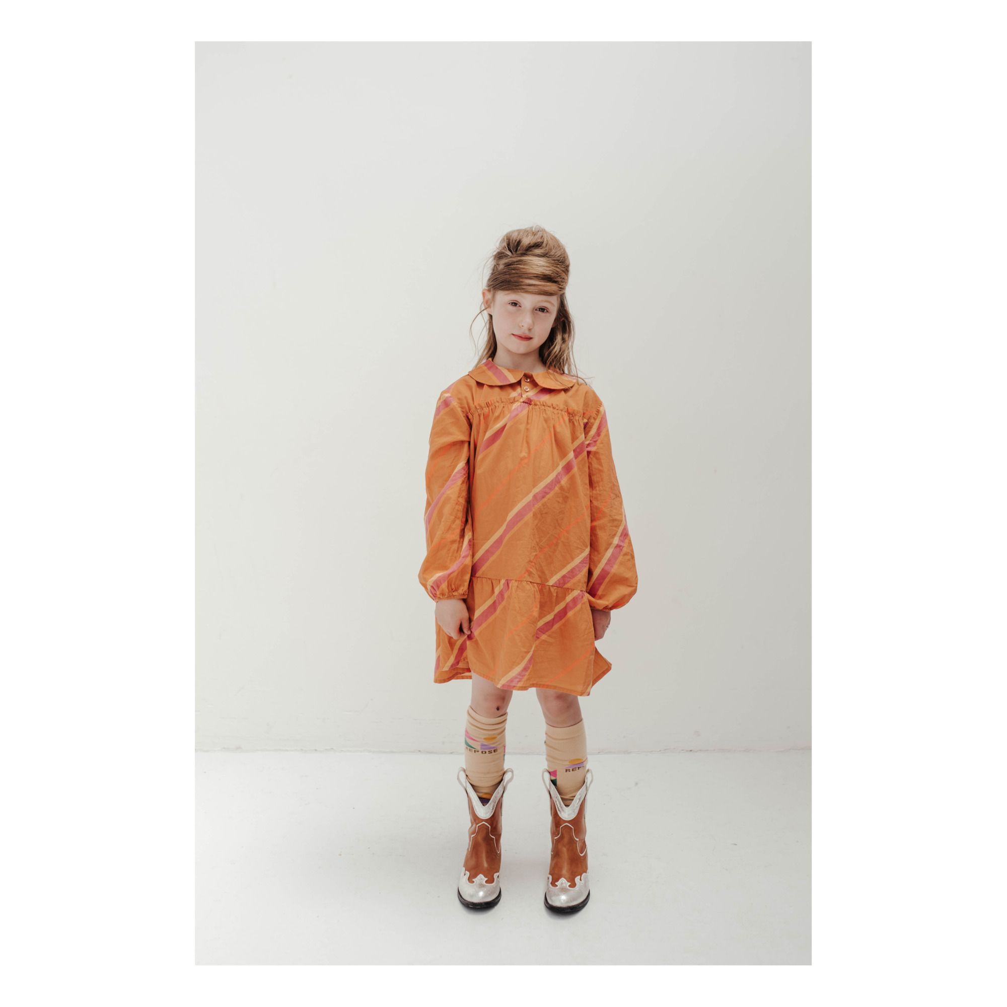 Organic Cotton Collar Dress Orange- Product image n°1