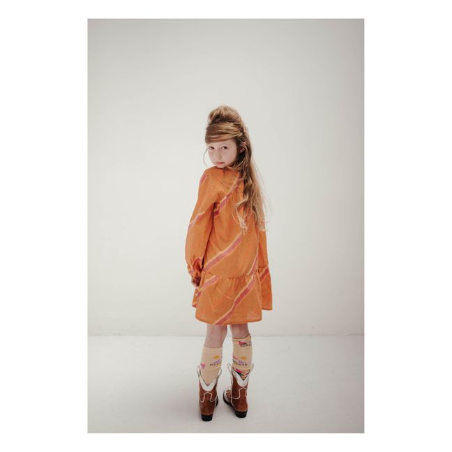 Vestido de cuello alto de algodón orgánico Naranja