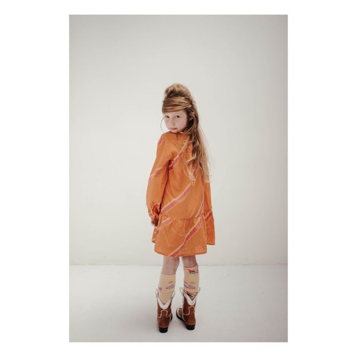 Vestito con colletto, in cotone biologico Arancione- Immagine del prodotto n°3
