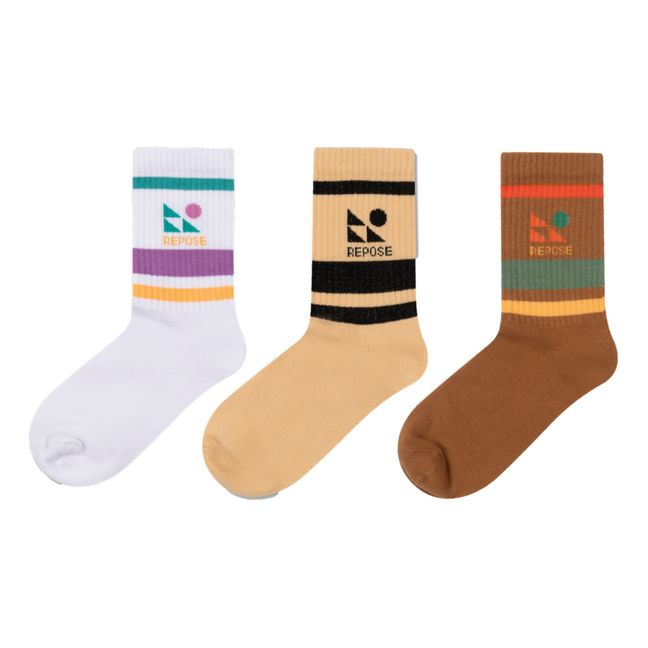 Set of 3 Logo Socks Blanco