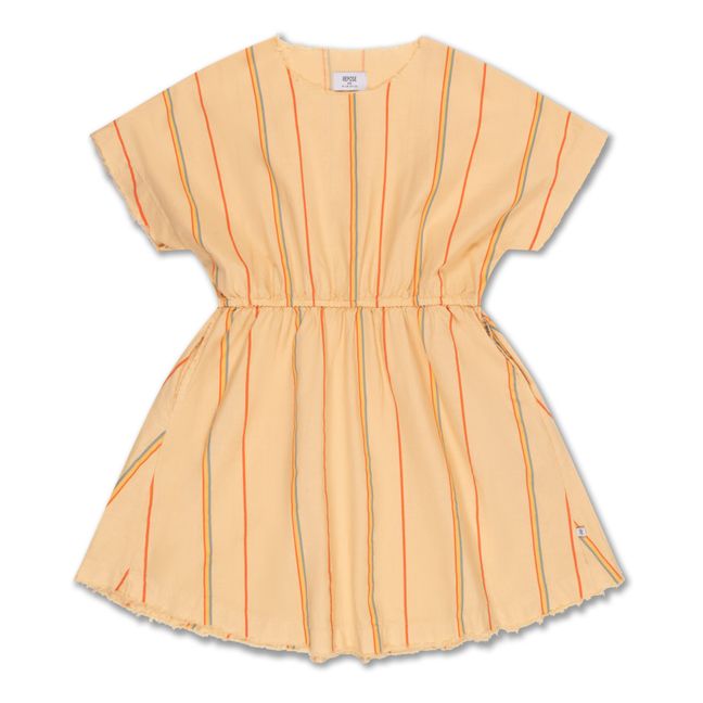 Organic Cotton Striped Dress Pale yellow