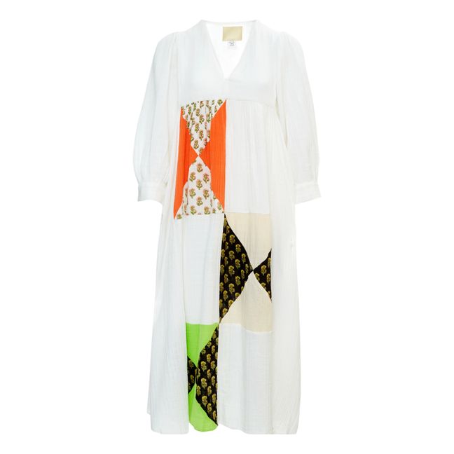 Ajmer Maxi Patchwork Dress Bianco