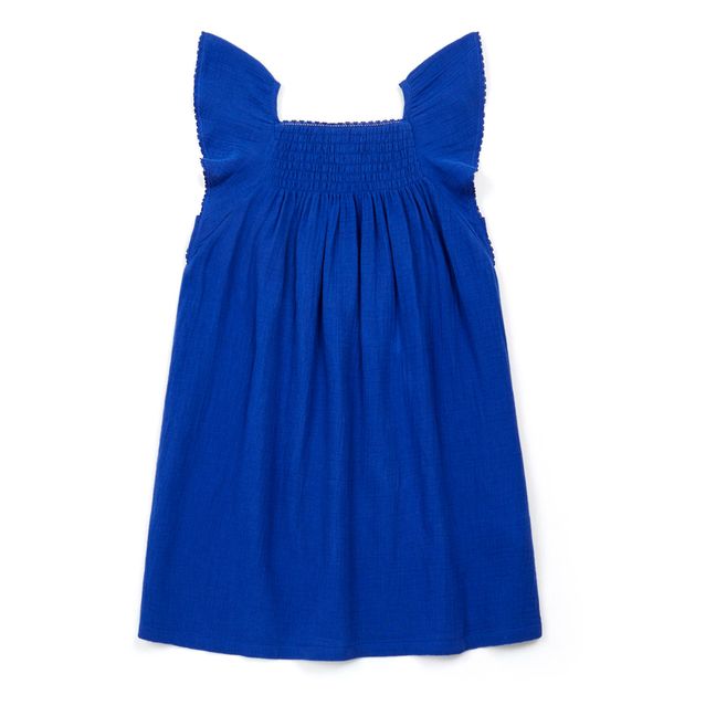 Reveuse Organic Cotton Muslin Dress Blue