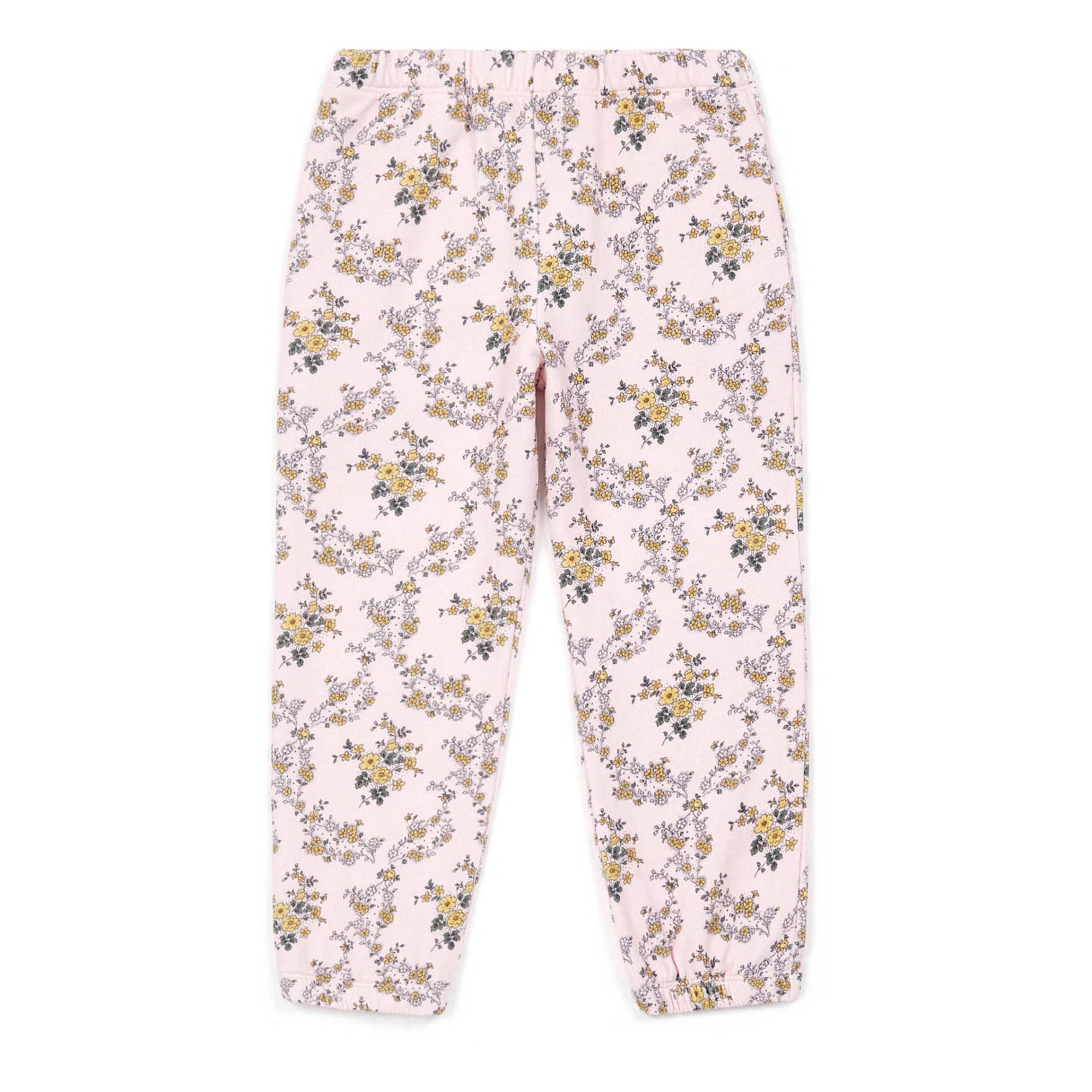 Pantalón de chándal de algodón orgánico Floral Aubepine Rosa Palo- Imagen del producto n°0