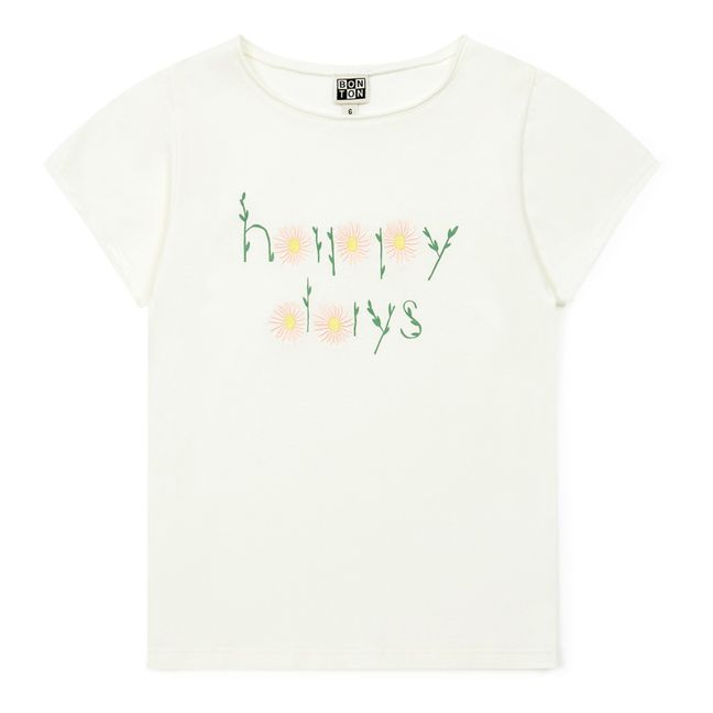 Organic Cotton Happy T-shirt Ecru