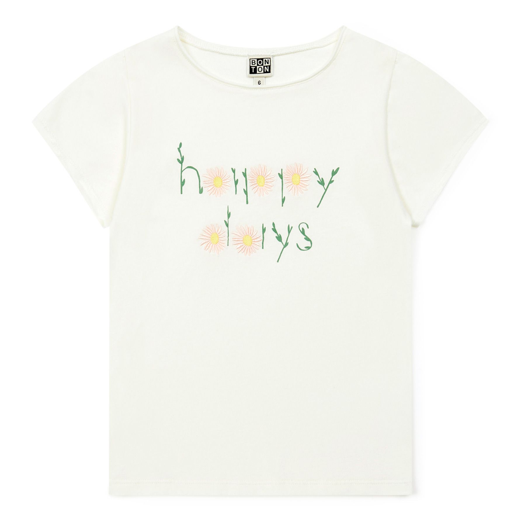 Organic Cotton Happy T-shirt Ecru- Product image n°0