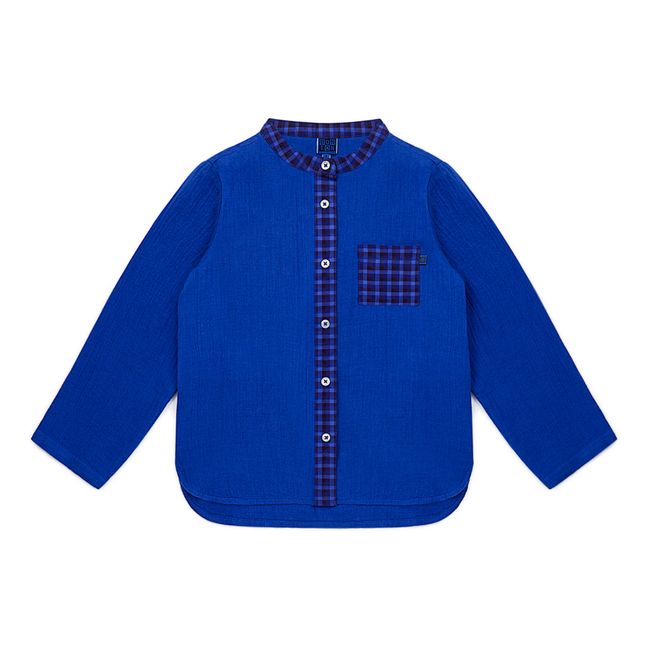 Eloi Organic Cotton Muslin Shirt Blu