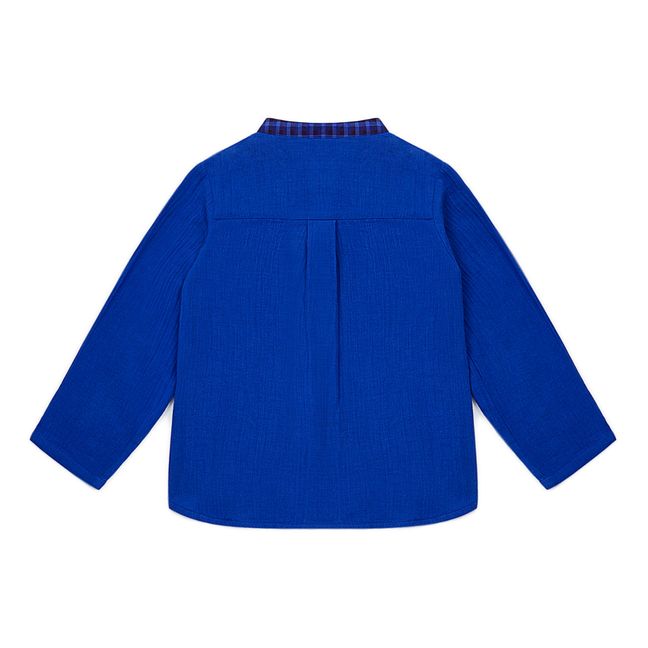 Eloi Organic Cotton Muslin Shirt Blu