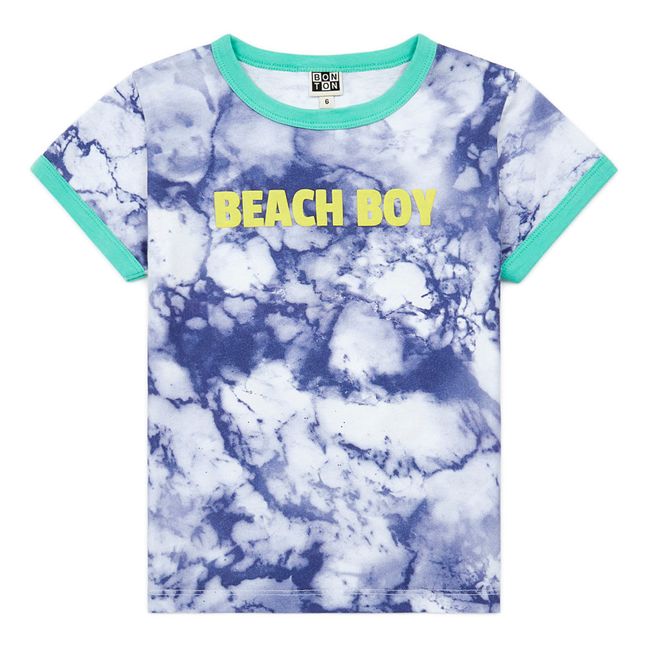 Camiseta de algodón orgánico Tie and Dye Beach Azul