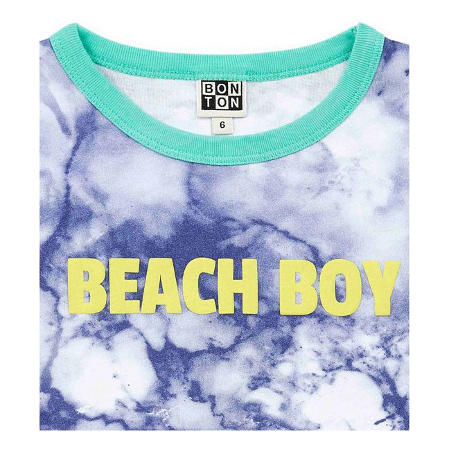Camiseta de algodón orgánico Tie and Dye Beach Azul