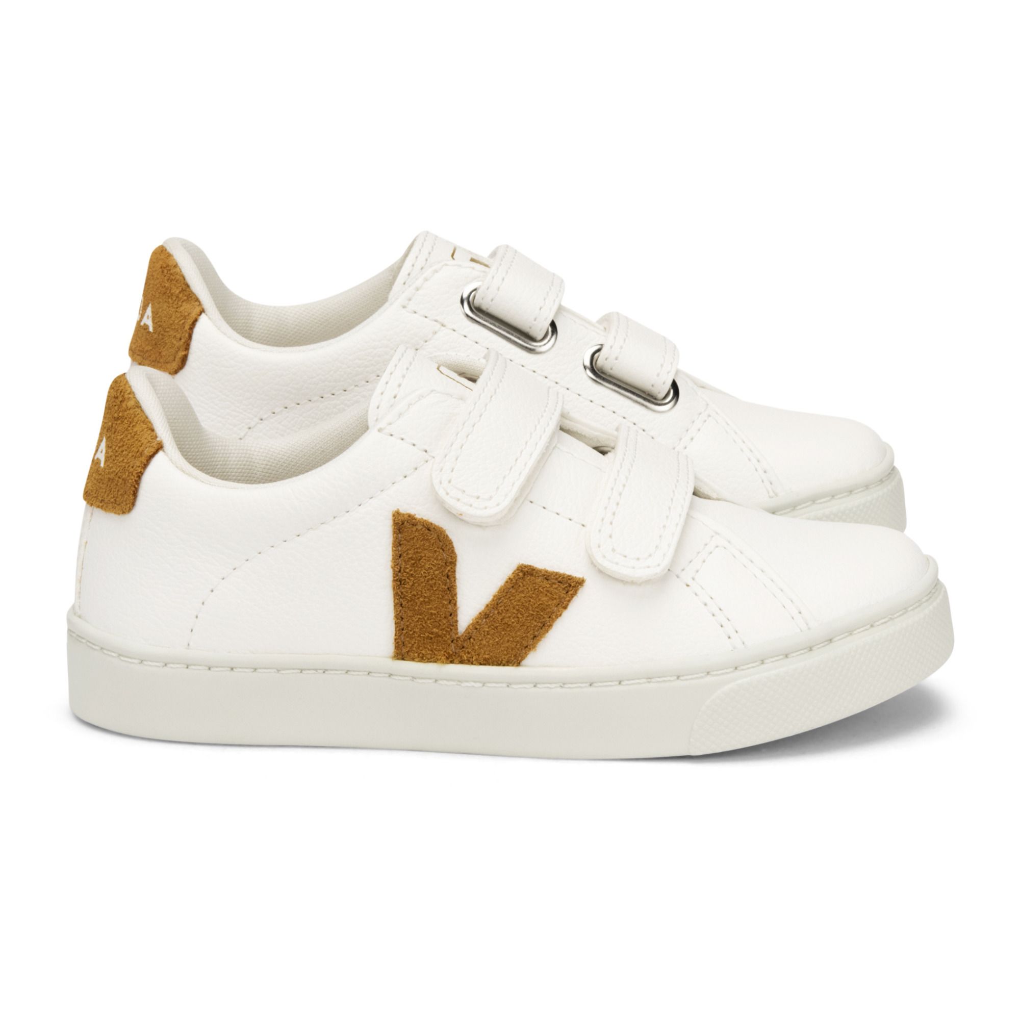 Esplar Leather Sneakers with Velcro Straps Camel- Product image n°0
