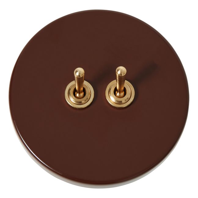 Steel Double Light Switch | Brown
