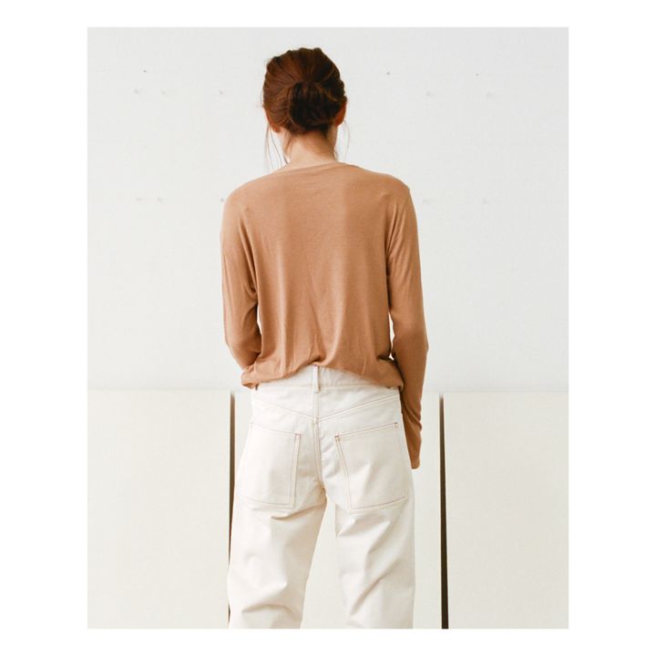 Baserange - Bamboo Ribbed Long Sleeve T-shirt - Camel | Smallable
