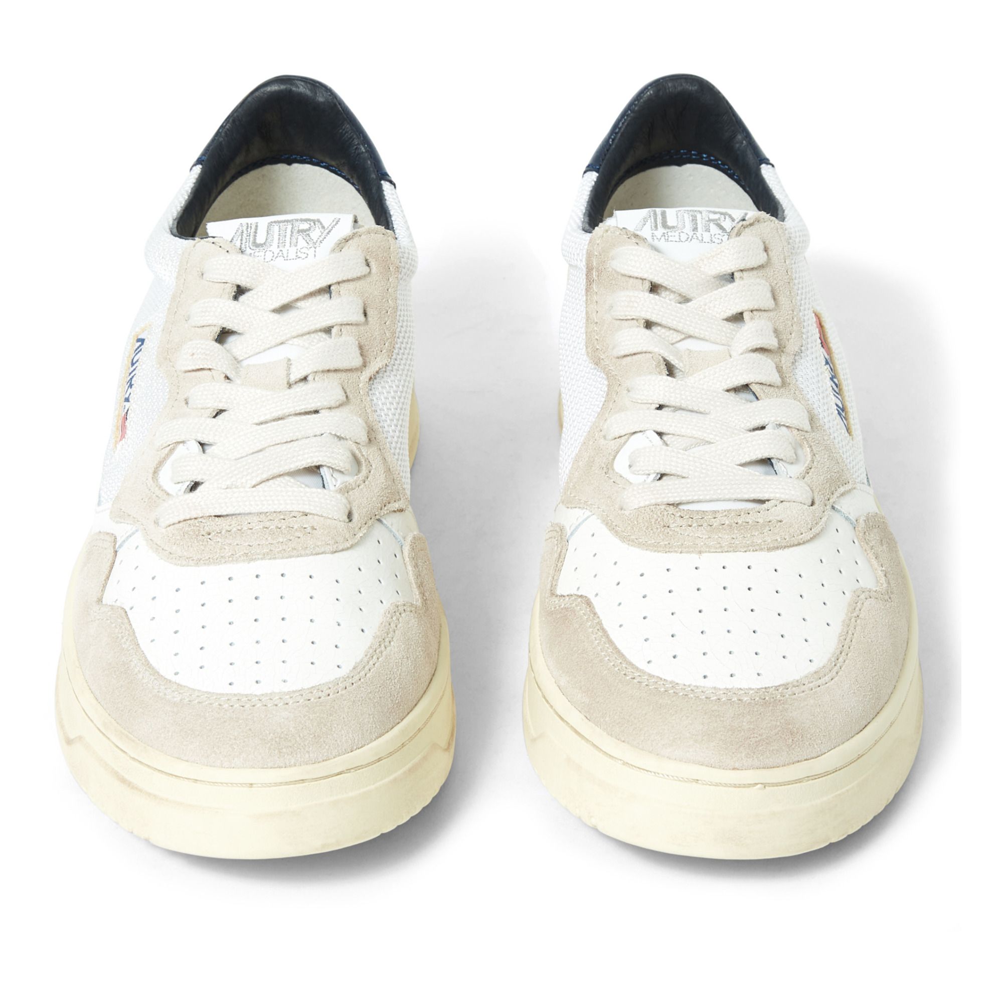 Medalist Low-Top Cracked Leather/Suede Tag Sneakers Blue- Product image n°3