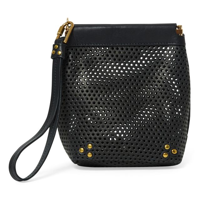 Soft Perforated Calfskin Leather Bag - S Negro