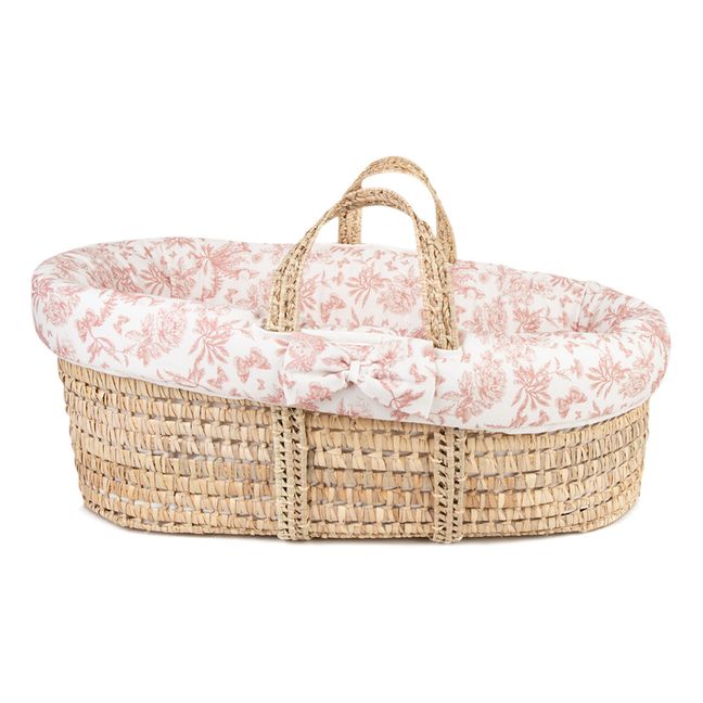 Hand-woven Palm Leaf Moses Basket Pink